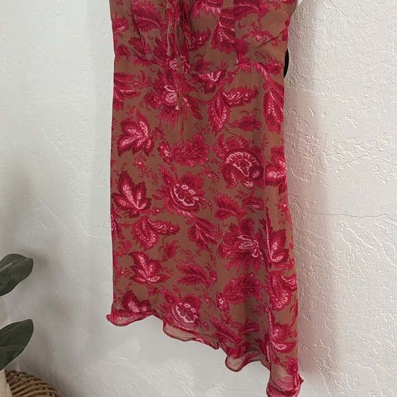 NWT White Fox brown and pink floral mini dress size XS - Picture 6 of 7